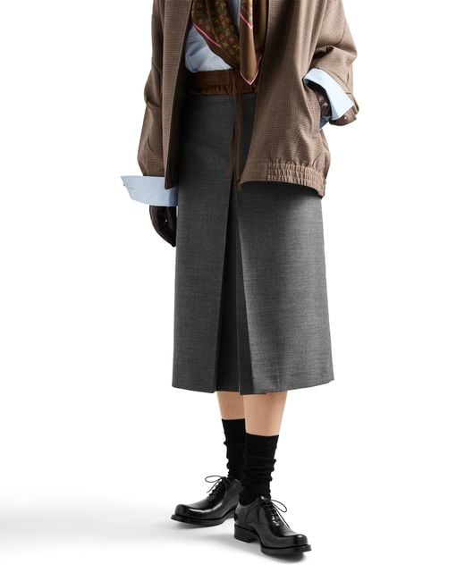 Prada Gray Rush Stitch Midi-Skirt