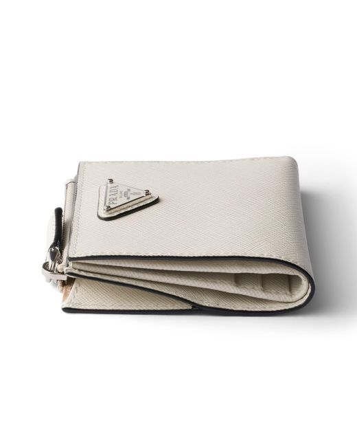 Prada White Small Saffiano Leather Wallet for men