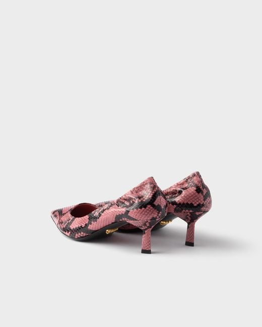 Prada Pink Printed Ayers Leather Pumps
