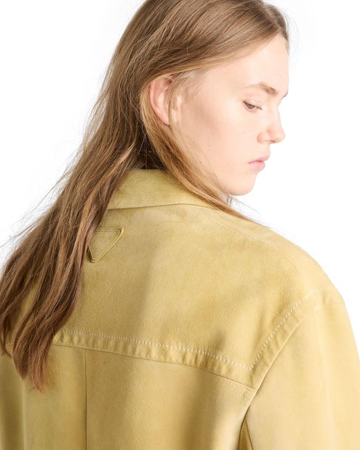 Prada Yellow Suede Caban Jacket, Pollen