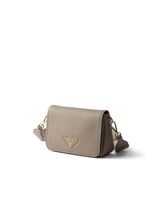 Prada Gray Leather Shoulder Bag