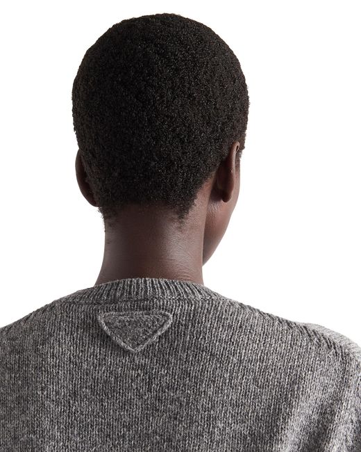 Prada Gray Wool And Cashmere Crew-Neck Sweater