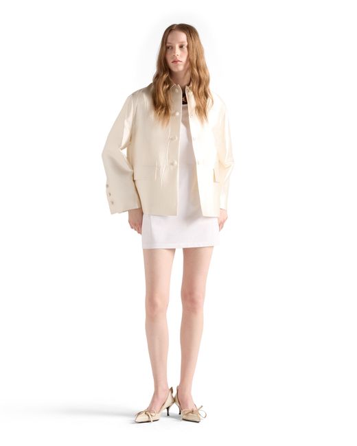 Prada White Single-Breasted Silk And Wool Jacket