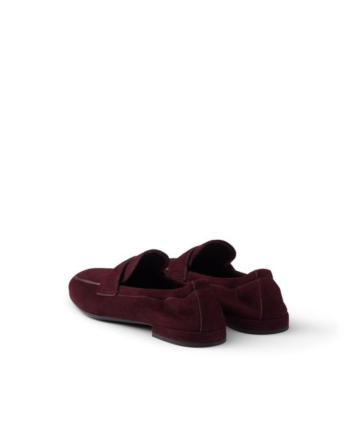 Prada Brown Shuffle Antiqued Suede Loafers