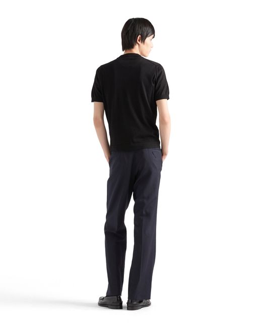 Prada Black Cotton Crew-Neck Sweater for men