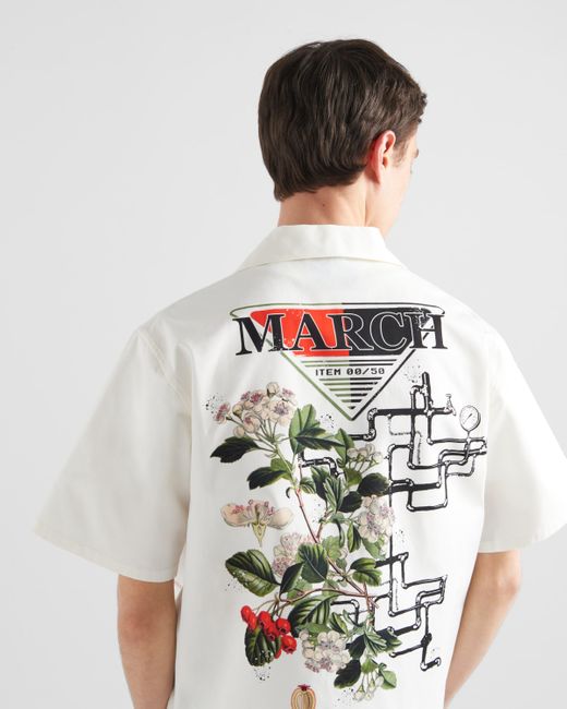 Prada Timecapsule-Hemd Aus Bedruckter Baumwolle in White für Herren