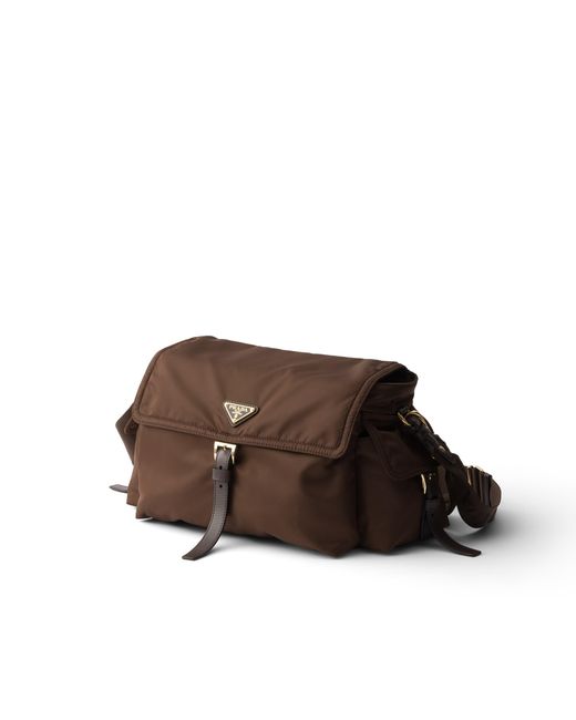 Prada Brown Explore Large Re-Nylon Shoulder Bag With Flap