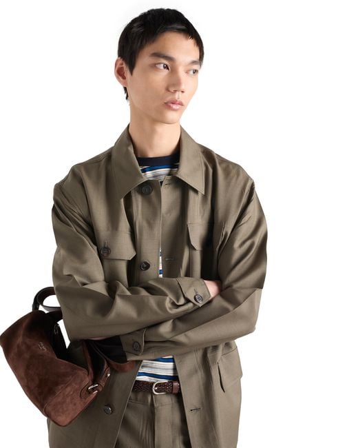 Prada Brown Mohair And Wool Safari Jacket for men