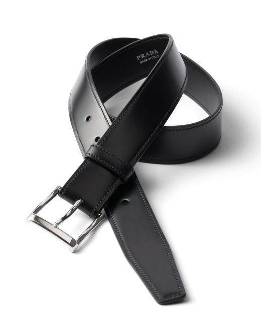 Prada Black Leather Belt Strap for men