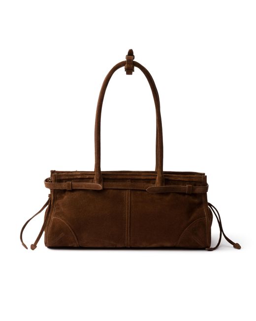 Prada Brown Bonnie Medium Suede Handbag