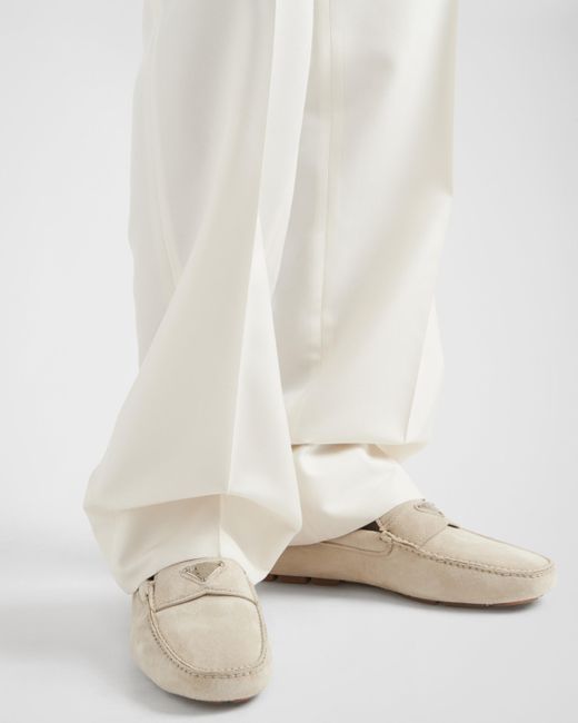 Prada White Suede Driving Shoes for men