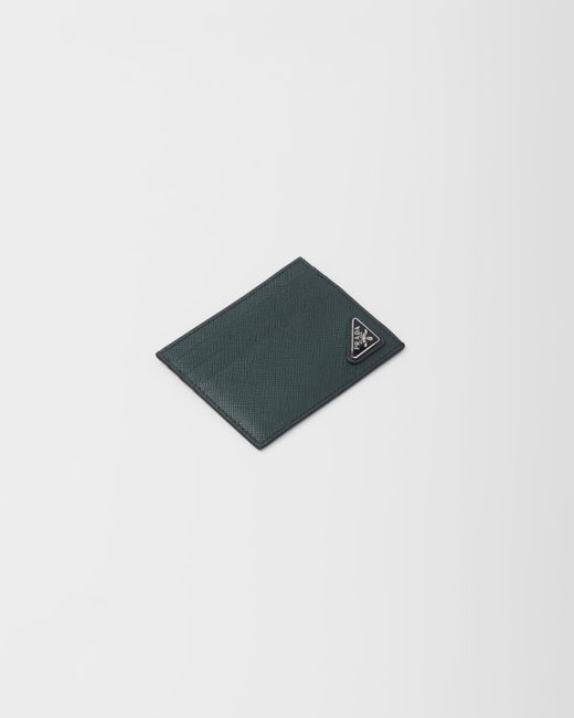 Prada Green Saffiano Leather Card Holder for men