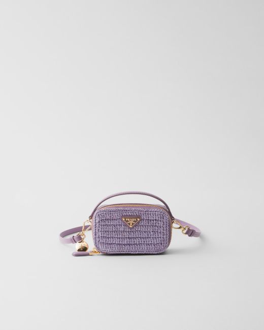 Mini Pochette En Crochet Et Cuir Prada en coloris Pink