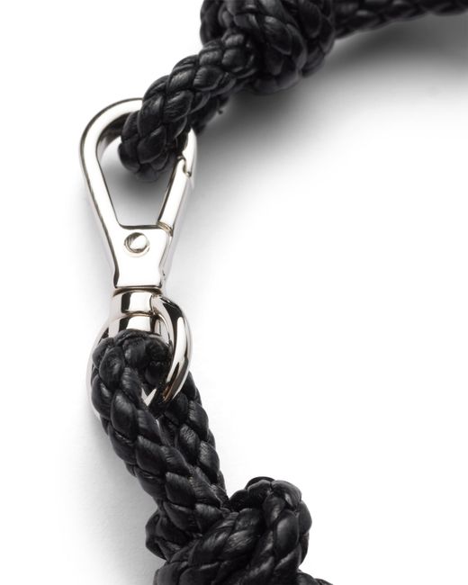 Prada White Braided Nappa Leather Bracelet for men