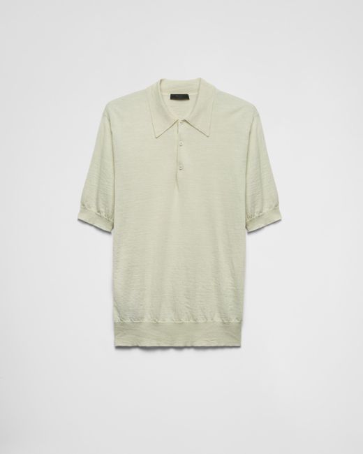 Prada White Cashmere Polo Shirt for men