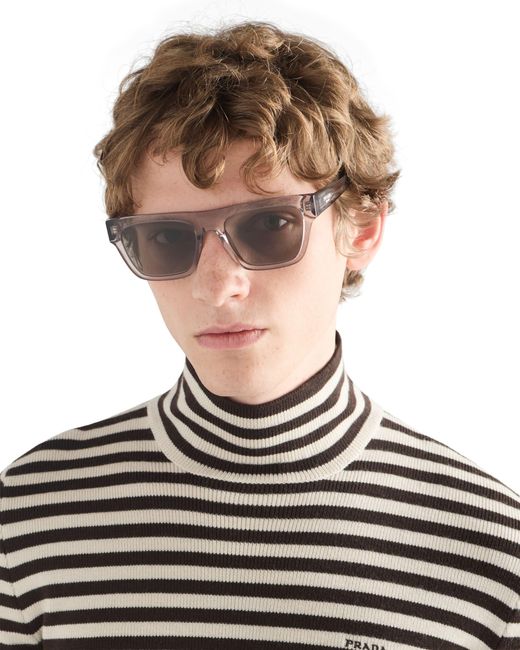 Prada Gray Sunglasses With Logo for men