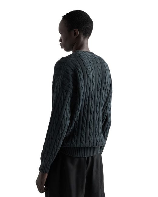 Prada Black Cotton Crew-Neck Sweater for men