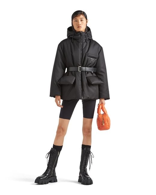 Prada Black Re-Nylon Hooded Down Jacket