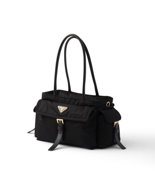 Prada Black Explore Medium Tote Bag Aus Re-Nylon Und Leder, Damen