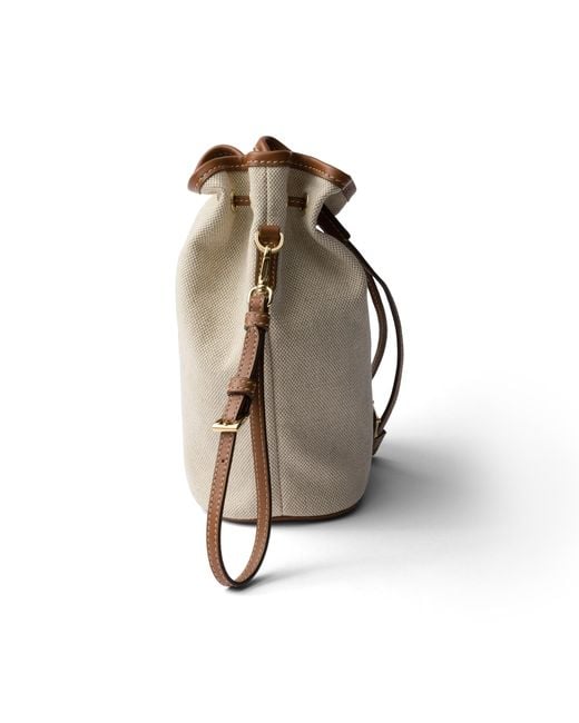 Prada Natural Canvas And Leather Pouch
