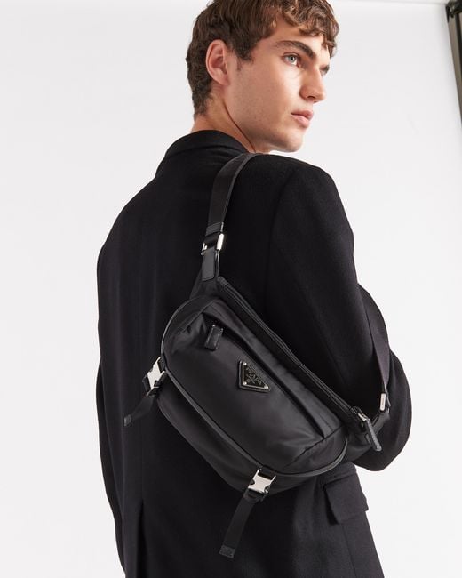 Prada Black Re-nylon And Saffiano Leather Shoulder Bag for men