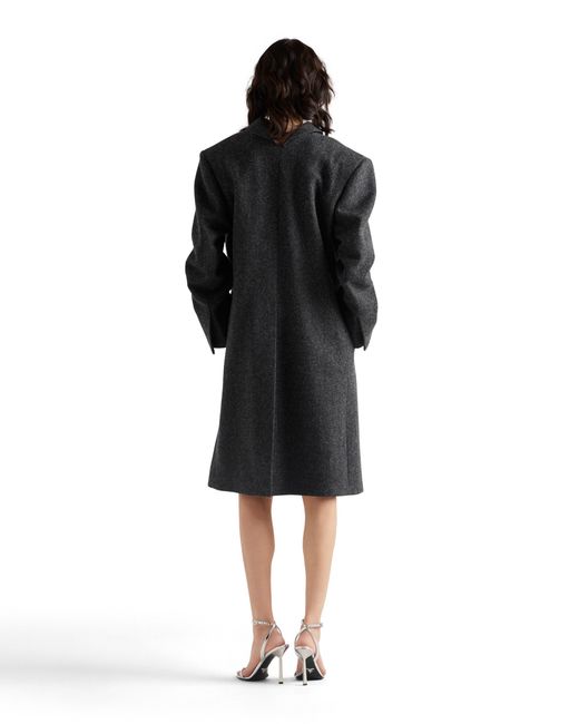 Prada Black Shetland Wool Coat With Jewel Buttons