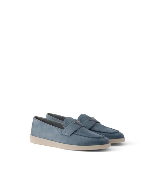 Prada Blue Suede Loafers, Size 6 for men