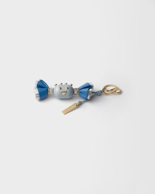 Prada Blue Candy Plexiglas And Leather Key Ring Charm
