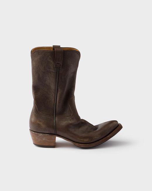 Prada Stiefel Aus Leder in Brown für Herren