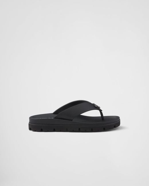 Prada Black Rubber Thong Sandals for men
