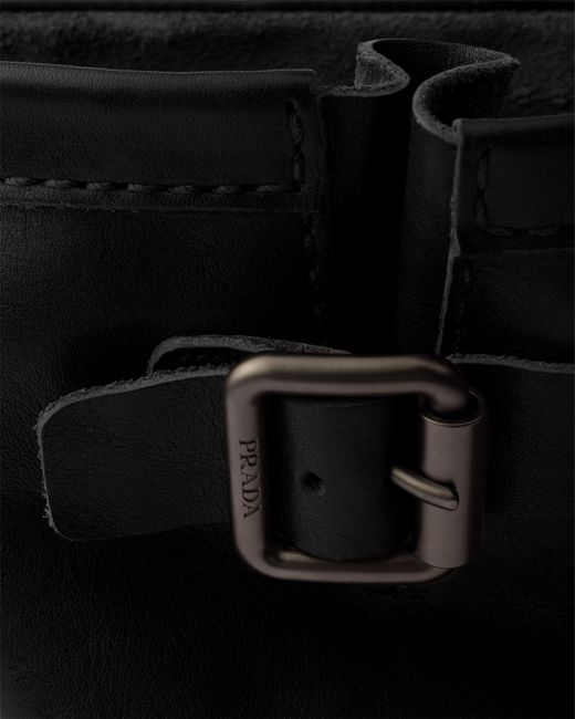 Prada Black Leather Mid-Calf Boots