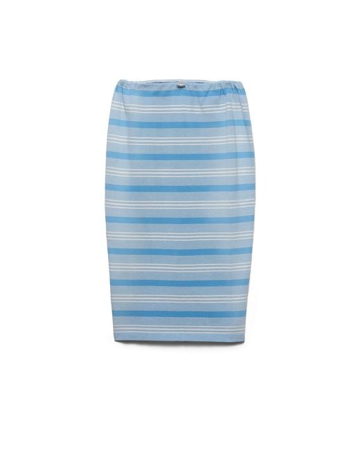 Prada Blue Cotton Midi Skirt