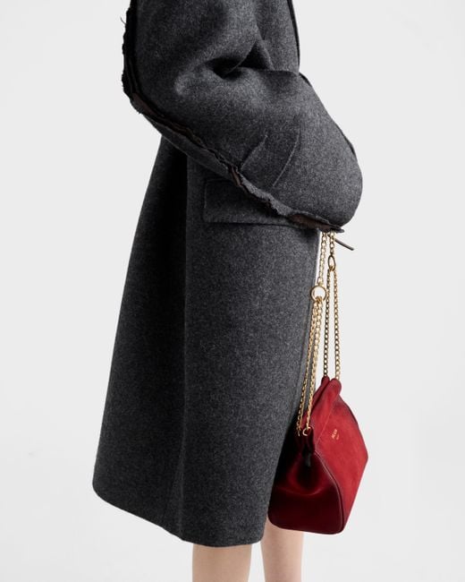 Prada Black Einreihiger Mantel Aus Shetlandwolle
