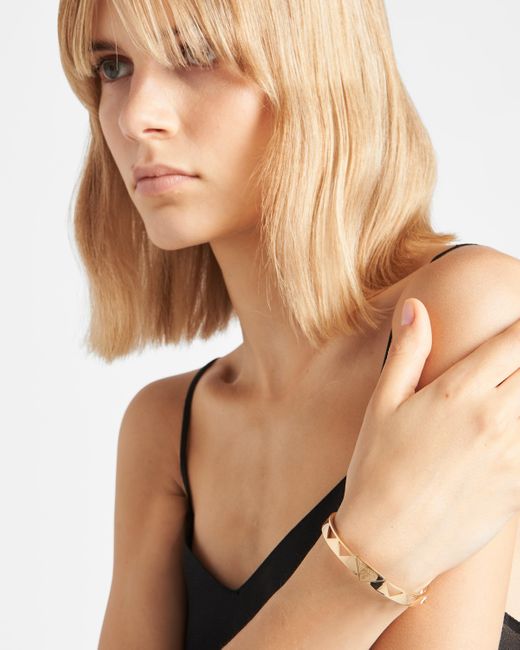 Prada White Eternal Cut-Out-Armreif Aus Gelbgold