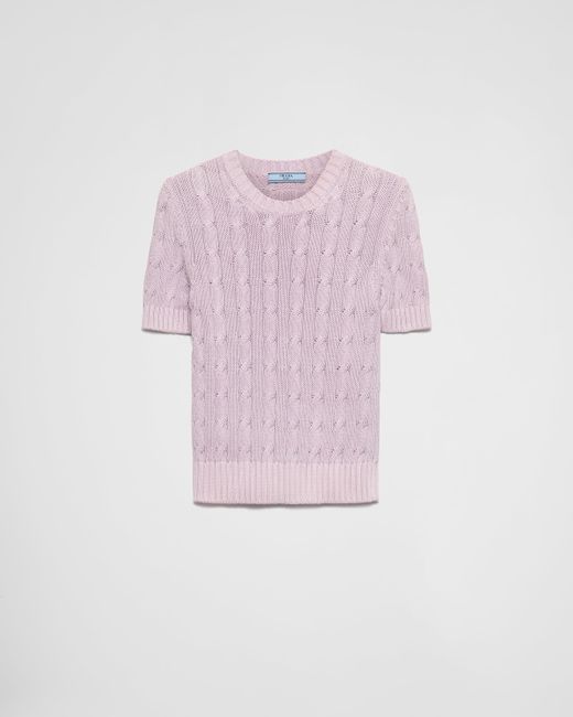 Prada Pink Rundhalspullover Aus Baumwolle