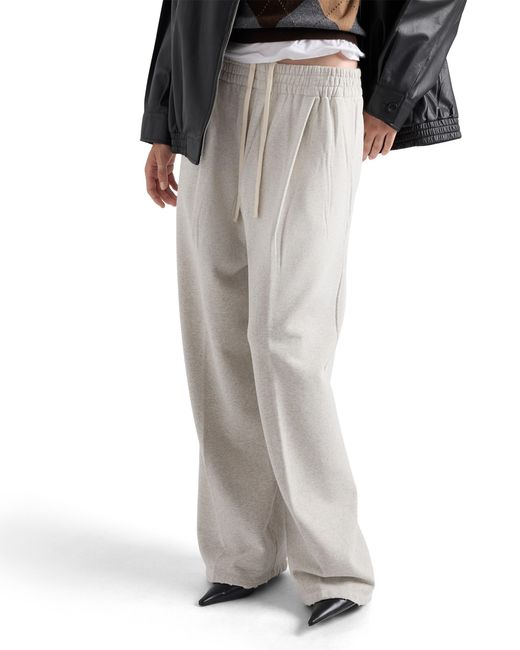 Prada White Cotton Fleece Pants, Marble