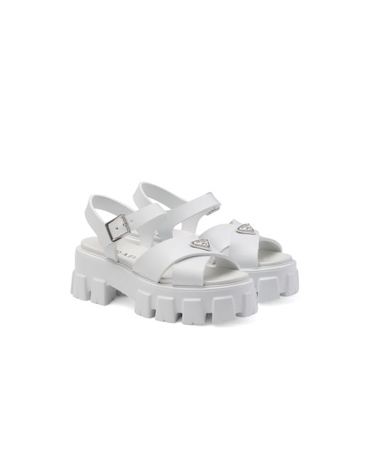 Prada White Monolith Rubber Sandals