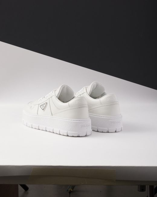 Prada White Leather Lace-Up Sneakers for men