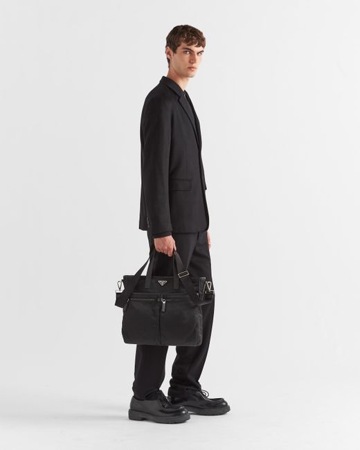 Prada Tote Bag Aus Re-Nylon Und Saffiano-Leder in Black für Herren