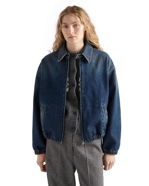 Prada Blue Washed Denim Blouson Jacket