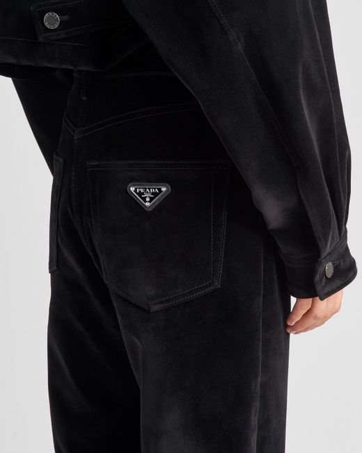 Prada Black Five-Pocket Velvet Denim Jeans