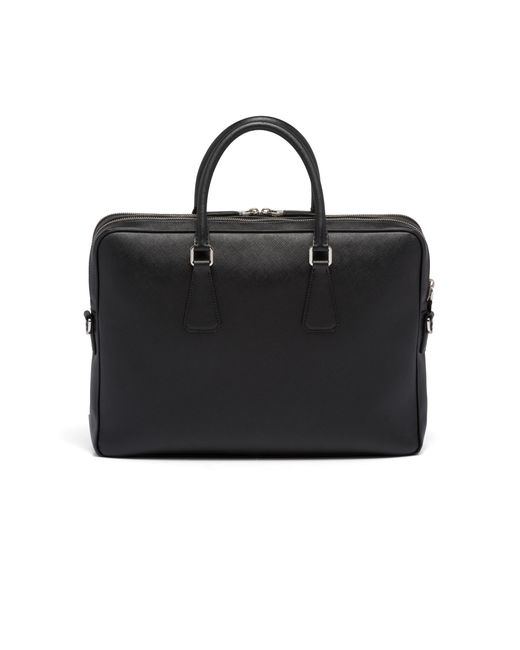 Prada Black Saffiano Leather Briefcase for men