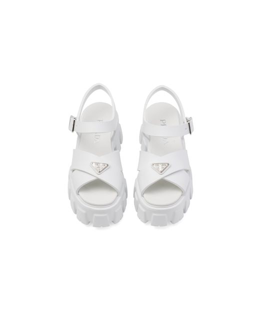 Prada White Monolith Rubber Sandals