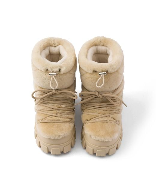 Prada Natural Shearling Après Ski Booties
