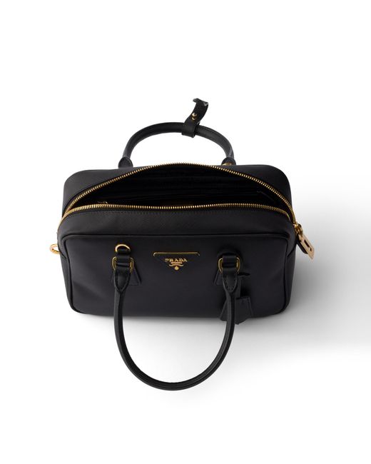 Prada Black Small Saffiano Leather Top-Handle Bag