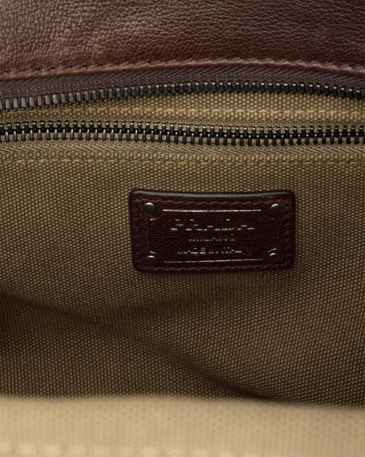 Prada Brown Route Large Canvas And Leather Tote Bag