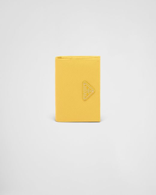 Prada Yellow Small Saffiano Leather Wallet