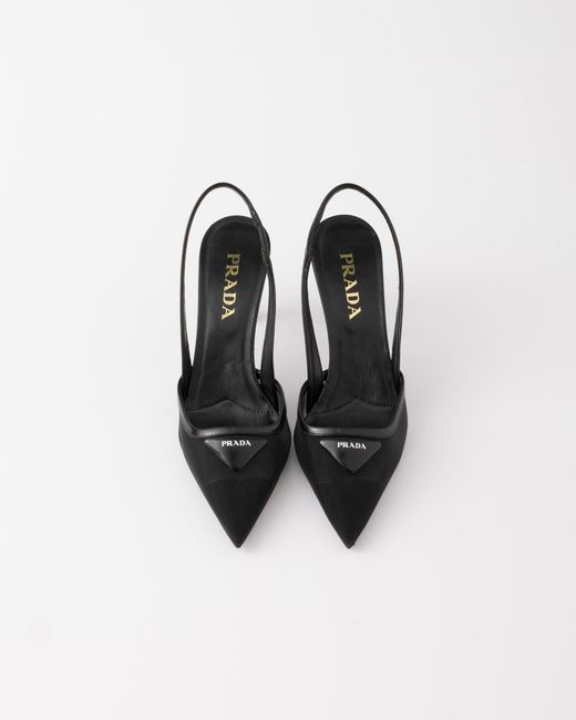Prada White Mesh Fabric Slingback Pumps