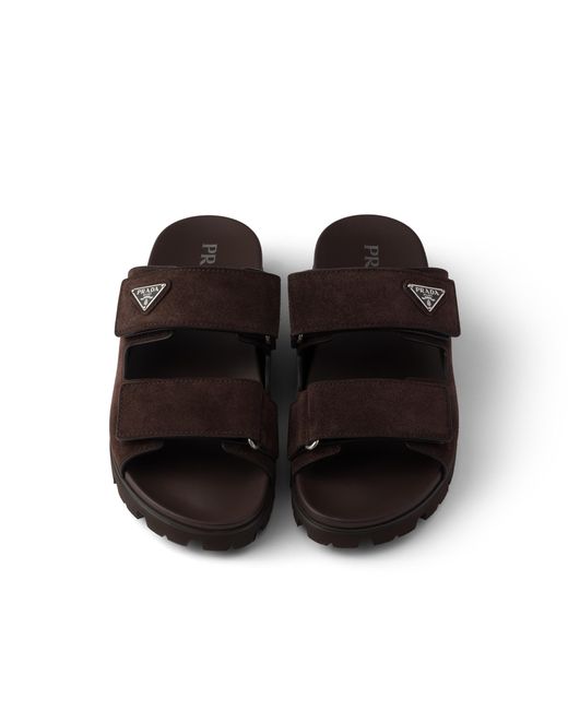 Prada Black Suede Band Sandals, Dark for men
