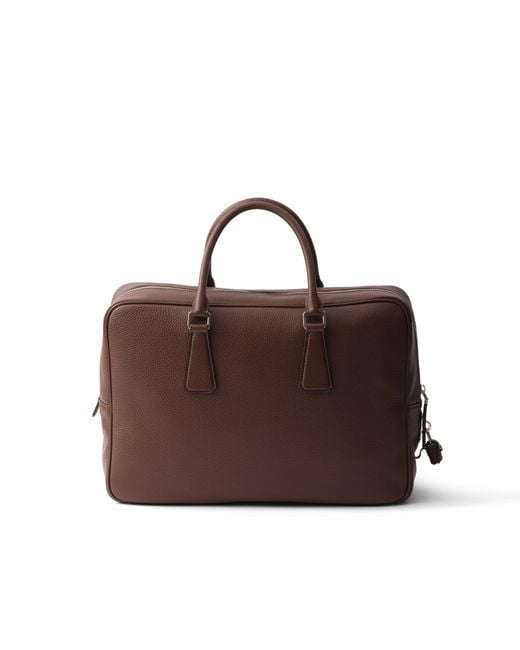 Prada Brown Leather Work Bag for men